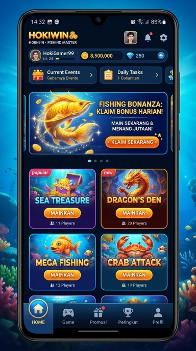 Cuplikan layar menu unduhan hokiwin untuk perangkat Android